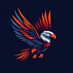 Obraz premium Polished golden eagle with shining wings on a black canvas