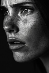 Obraz premium Emotional portrait capturing raw vulnerability and intense expre