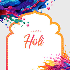 illustration of abstract colorful fluid splashes of liquid color for festival of colors Happy Holi background of India celebration greetings