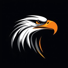 Fototapeta premium Artistic depiction of golden eagle with shining wings on black