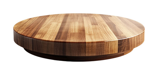 Rustic wooden serving platter showcasing natural grain and craftsmanship in a cozy kitchen setting isolated on transparent background