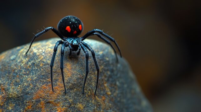 Redback Spider on a Rock: A Macro Photograph