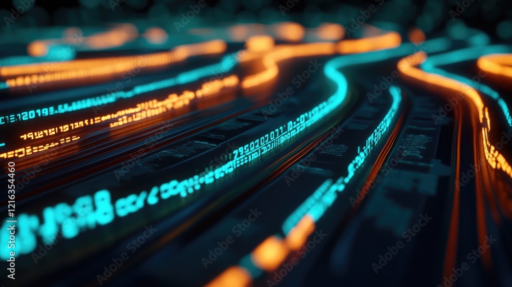 Poster abstract data streams flow, digital technology background