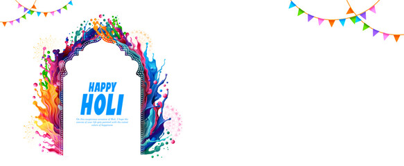 illustration of abstract colorful fluid splashes of liquid color for festival of colors Happy Holi background of India celebration greetings