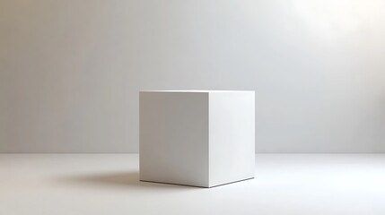Minimalist White Cube on a White Background: A Study in Simplicity and Clean Design