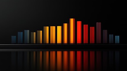 Stylized bar chart with different colored bars on a black background, clean and impactful visual 