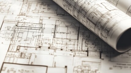 A detailed architectural blueprint showcasing intricate design plans for buildings.