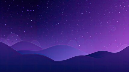 Fototapeta premium A serene digital landscape featuring rolling hills under a starry purple night sky.