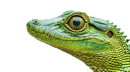 Obraz premium Close-up Portrait of a Plumed Basilisk, a Vivid Green Reptile