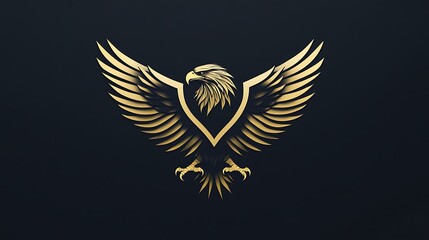 Obraz premium Stylized golden eagle artwork featuring polished wings on dark canvas