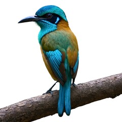 Fototapeta premium Broadbilled Roller. Beautiful Quantum Quetzal Isolated On White Background. Javan Frogmouth.