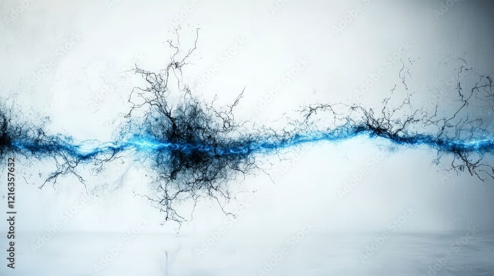 Aufkleber bluegray line cutting through abstract space digital artwork minimalist design conceptual environmen
