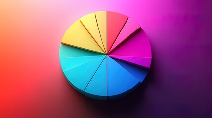 Obraz premium Creative abstract of a pie chart with vibrant colors, data visualization in a clean minimalist style 