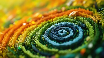 Aerial view of a lush green hedge maze featuring intricate,