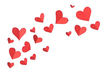 Abstract Red Heart Paper Design, Stylish and Dreamy Valentine Craft. Isolated, on Transparent Background