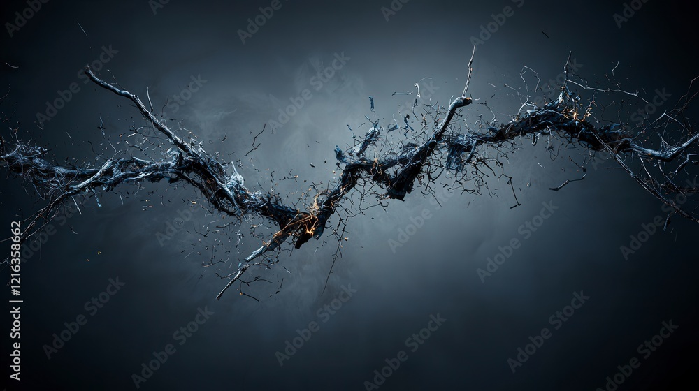 Aufkleber Darkened grayblue line dividing space abstract concept digital art mysterious environment close-up viewpoint