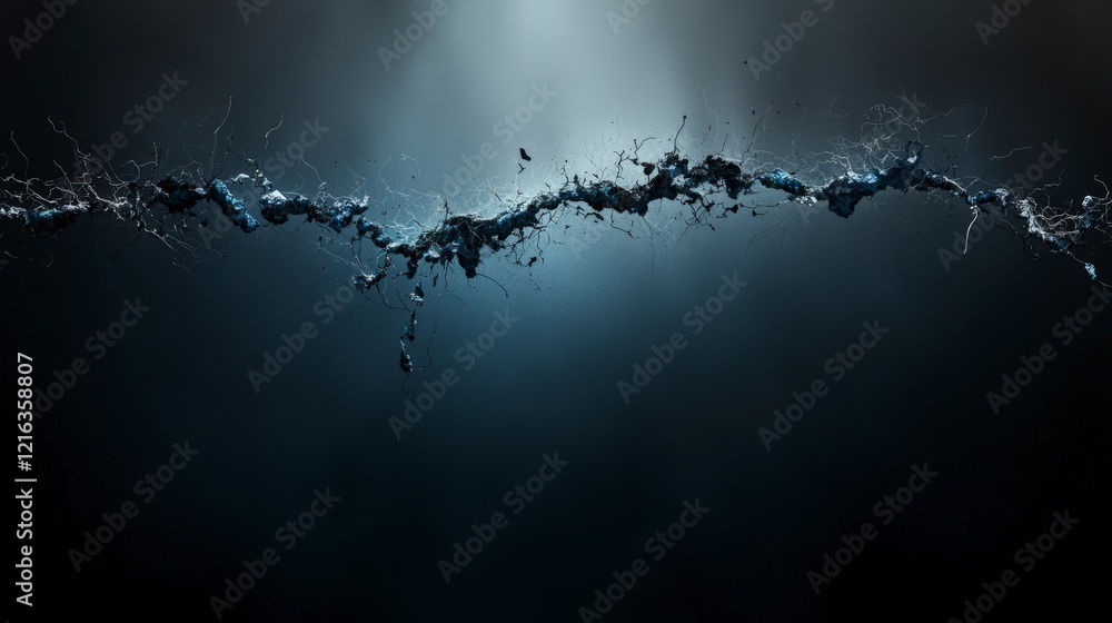 Poster a darkened grayblue line pulls apart the confines of darkness underwater abstract art ethereal atmos