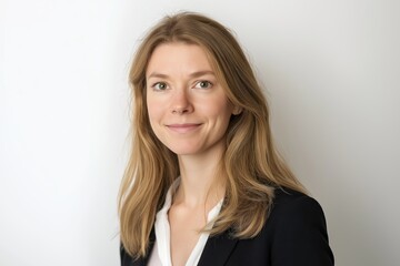 Fototapeta premium Portrait of a smiling blonde woman in business attire