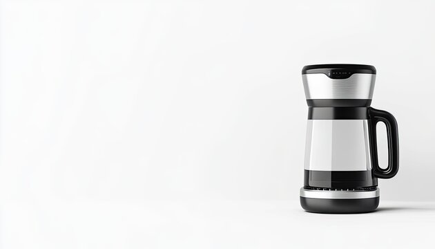 Modern coffee maker on a clean white background, showcasing its sleek design and functionality for home use