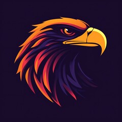 Obraz premium Golden eagle painting with metallic wings on shadowed black canvas