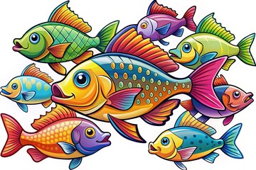 Naklejka premium Colorful Fish Silhouettes for Craft Projects
