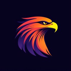 Obraz premium Stylized golden eagle design with radiant metallic wings on backdrop