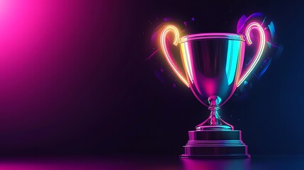 Neon Trophy: A symbol of victory and triumph, illuminated with vibrant neon lights against a dark background.