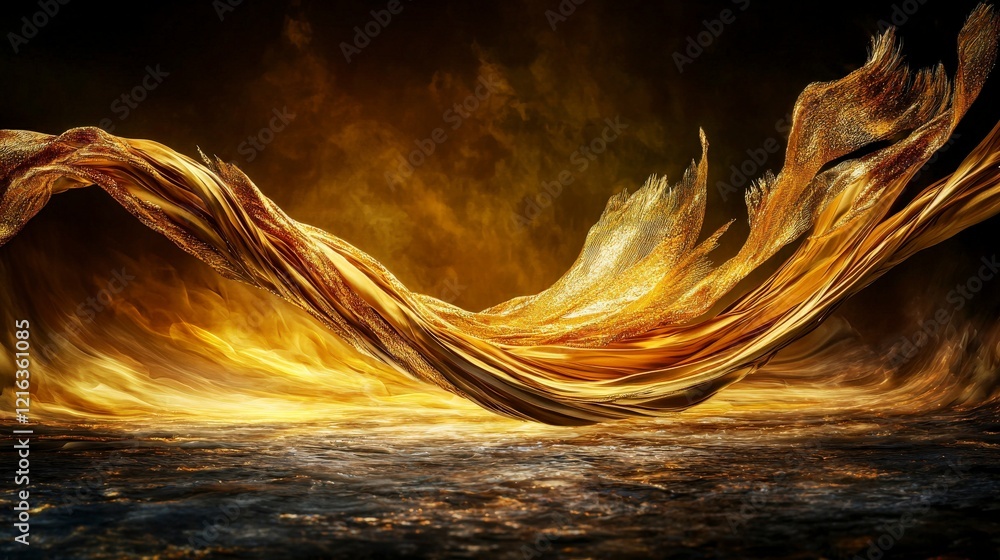Poster A golden plane unveils dynamic artistry digital canvas abstract display vibrant environment artistic perspective