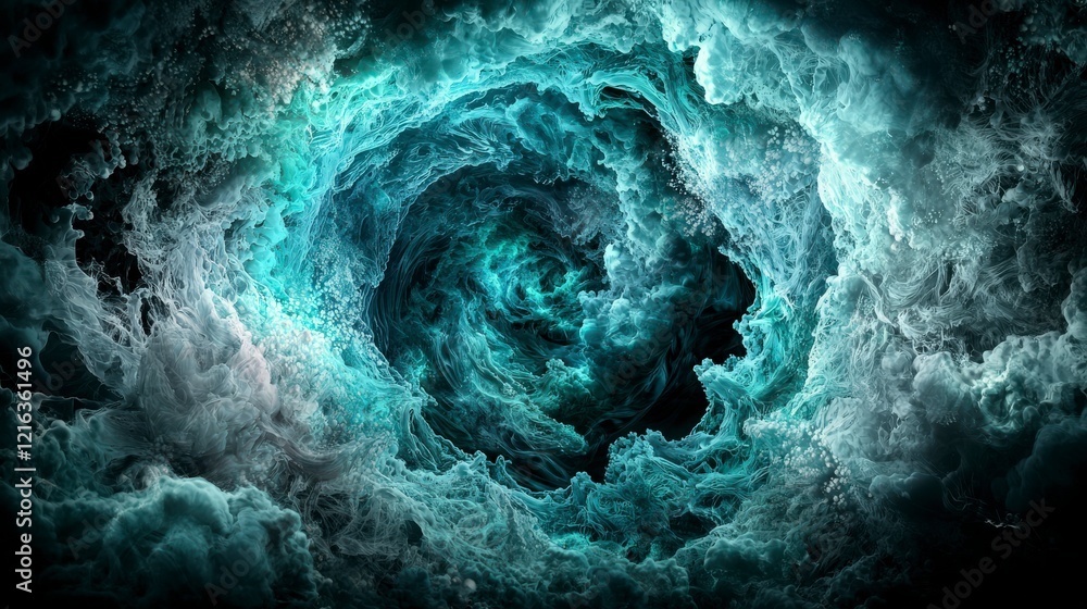 Aufkleber mesmerizing teal and blue spiral swirl abstract art digital creation fantasy realm close-up visual s