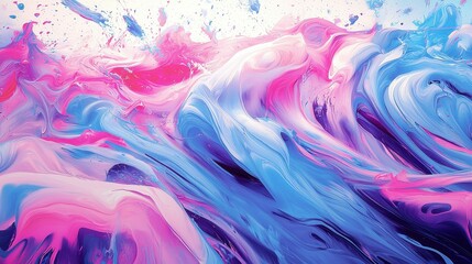Obraz premium Vibrant Abstract Swirling Paint Art Featuring Pink and Blue Tones