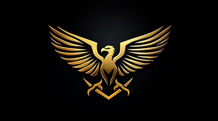Fototapeta premium Golden eagle artwork glowing brightly against shadowy background with wings
