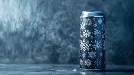 A stylish can of snow spray with intricate snowflake patterns.