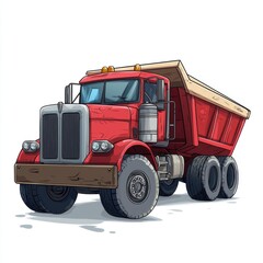 Obraz premium Dump Truck isolated on white background. Dump Truck icon. Heavy Machinery isolated on white. Construction Vehicle. Dump Truck Design Element. Dump Truck Isolated for Designers. Dump Truck isolated.
