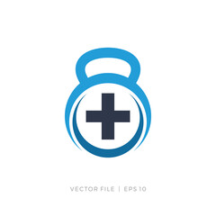 simple dumbbell barbell with cross sign logo