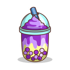 Bubble tea vector  sticker cartoon. hand draw illustration art

