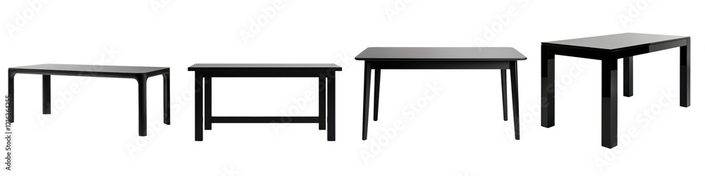 Aufkleber arrangement of various empty minimalist wooden desks and tables in a modern office interior setting 