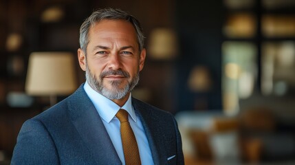 Fototapeta premium Confident businessman in a stylish office setting, exuding professionalism and charisma.