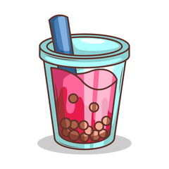 Bubble tea vector  sticker cartoon. hand draw illustration art

