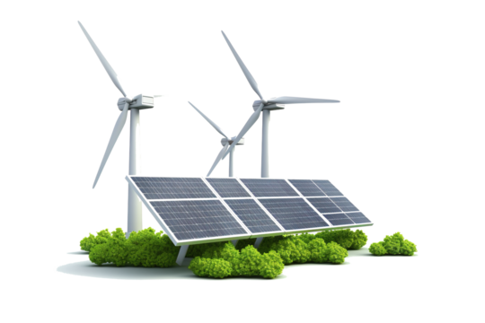 solar panels and wind turbines