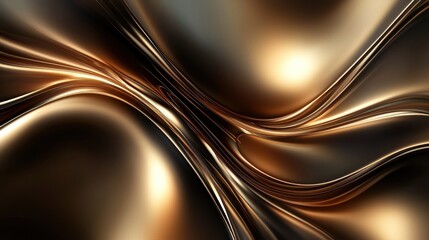 Obraz premium Abstract Gold and Brown Swirls: A Luxurious Digital Art