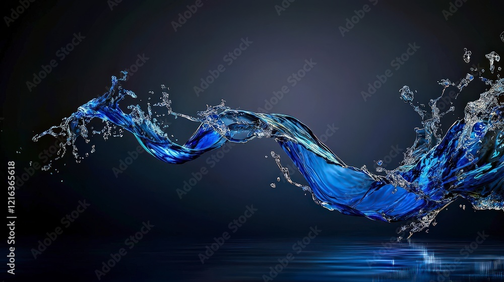 Poster artistic interpretation of blue waters emotions reflected in an abstract aquatic studio