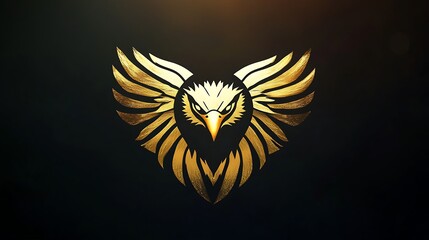 Obraz premium Golden eagle art glowing brightly with shining feathers on black