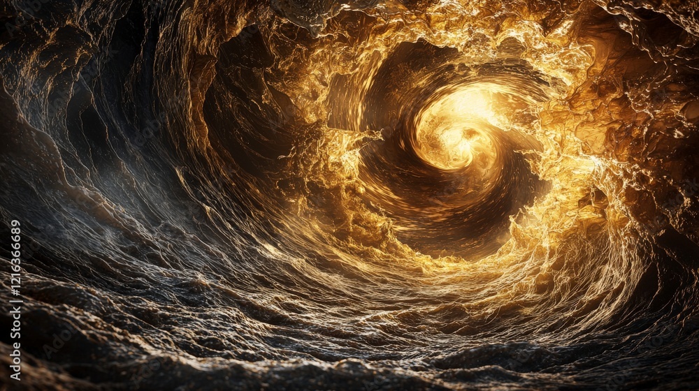 Leinwandbilder golden-brown swirl of power abstract art digital creation mysterious environment dynamic viewpoint e
