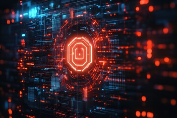 Obraz premium Cybersecurity defense systems in a digital world.