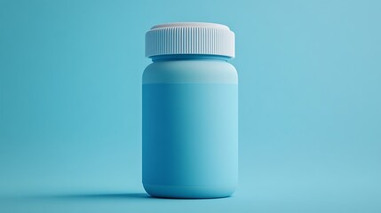 A Simple, Elegant Light Blue Pill Bottle on a Matching Background