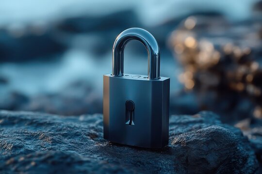 Cybersecurity padlock with a sleek and modern design, emphasizing technological security.