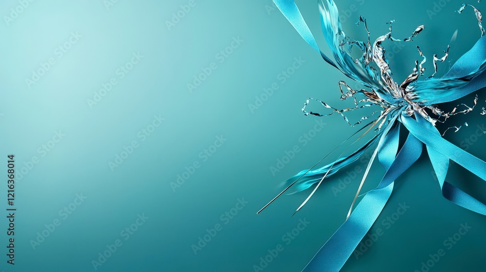 Poster elegant design studio featuring a vivid bluegreen line and modern graphic art in visual harmony