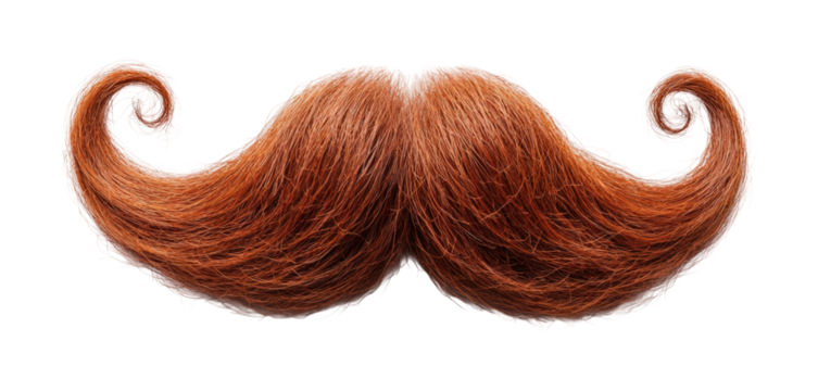 Whimsical orange mustache art capturing playful charm and creativity in quirky styling isolated on transparent background