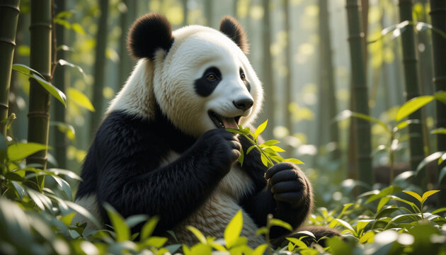 panda eating bamboo