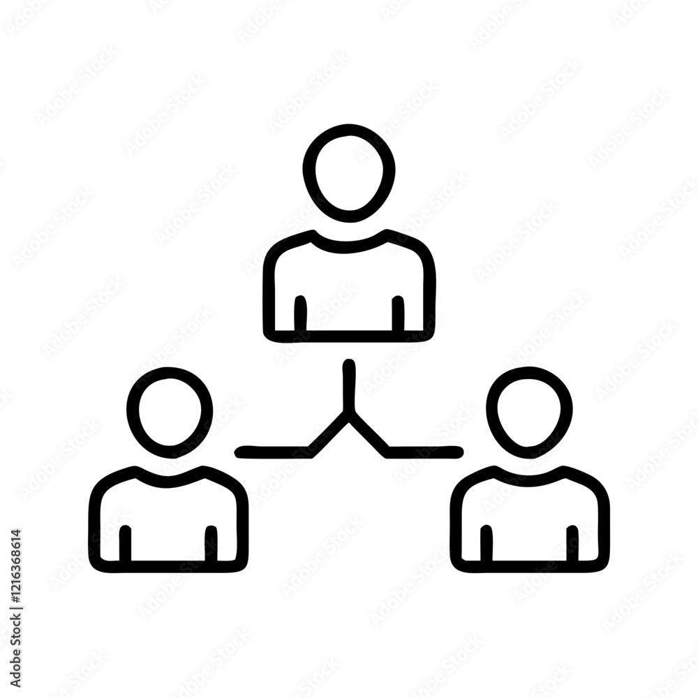 Poster icon representing a team structure with interconnected users symbolizing collaboration and community